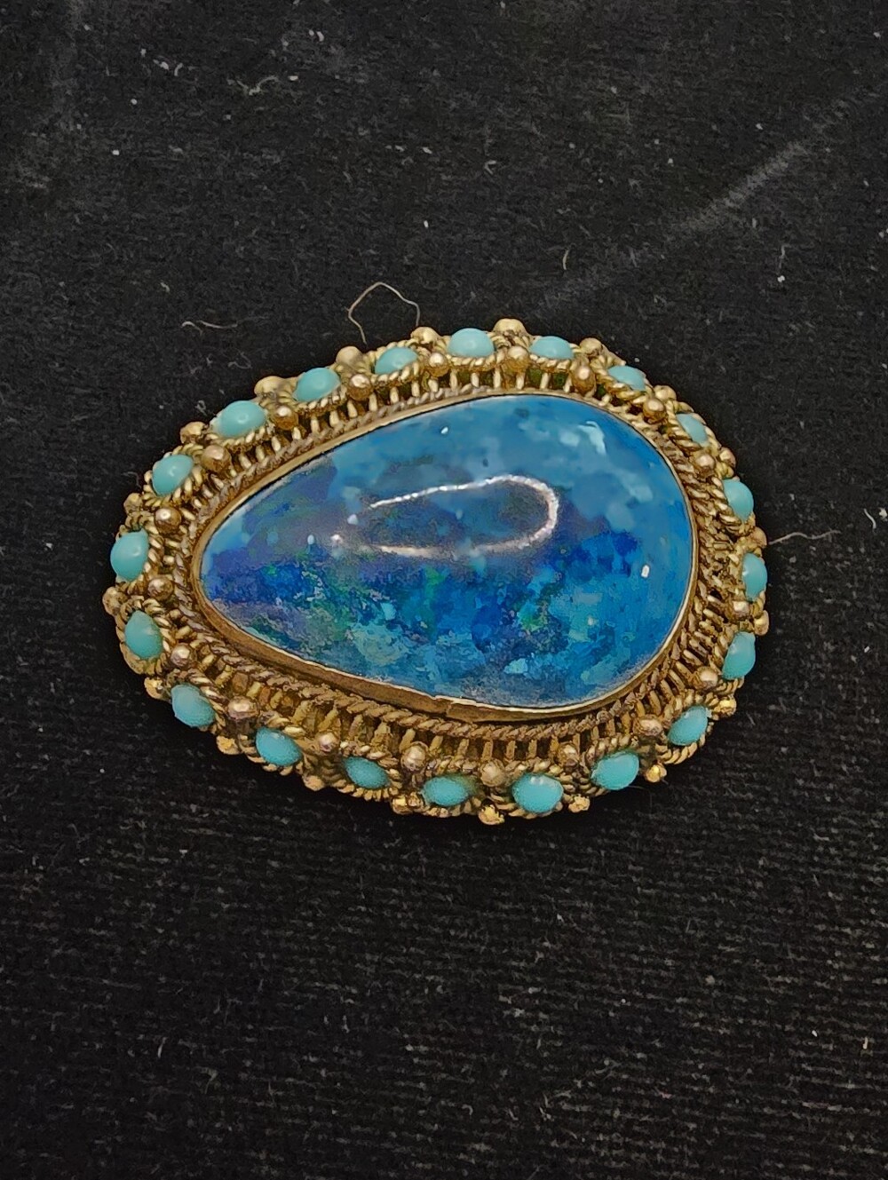 Eilat Stone Brooch Pendant Made In Isreal 1970s